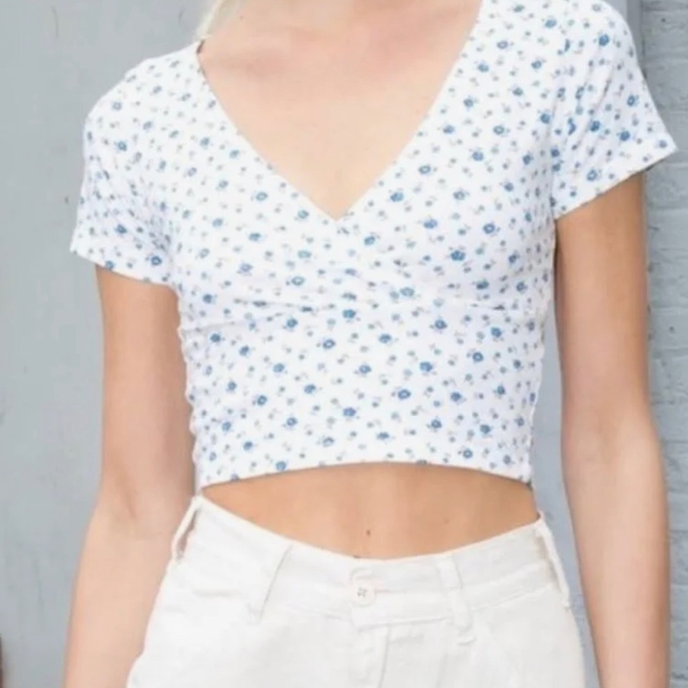 Brandy Melville blue floral amara top